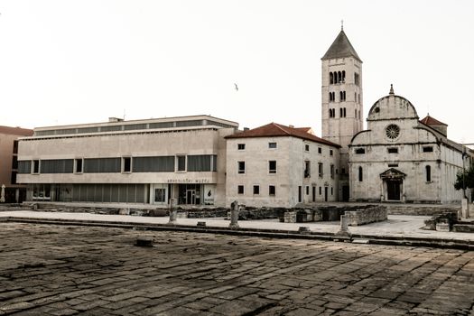 Zadar, Croatia - July 3 2018: Empty streets early in the morning are an unusual sight in high tourist season, but it offers a unique experience of the city and it's attractions