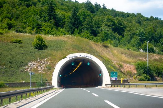 Highway in Croatia with mountains in the background