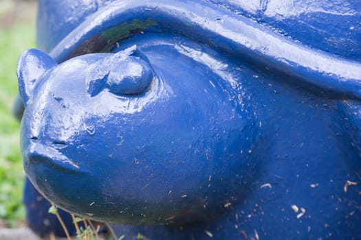 Close up view of blue decorative turtle