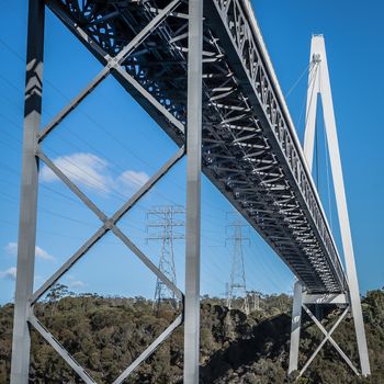 Long spanning Batman Bridge by the Tamar river near Sidmouth, Tasmania.