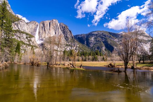 Yosemite Valley national Park from swinging bridge yosemite in California San Francisco USA