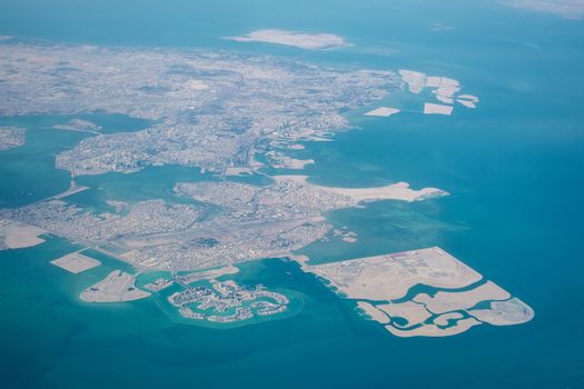 High altitude aerial view of the north part of Bahrain