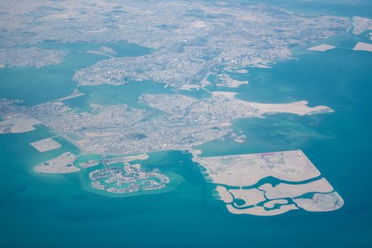 High altitude aerial view of the north part of Bahrain