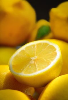 Still life with fresh lemons with natural light