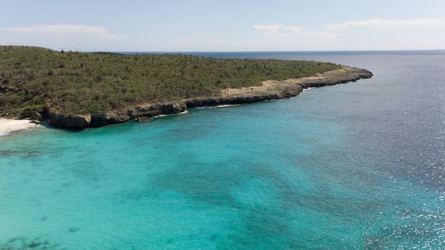 sea beach coast Bonaire island Caribbean sea aerial drone top