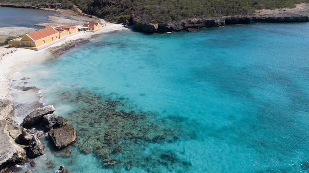 sea beach coast Bonaire island Caribbean sea aerial drone top