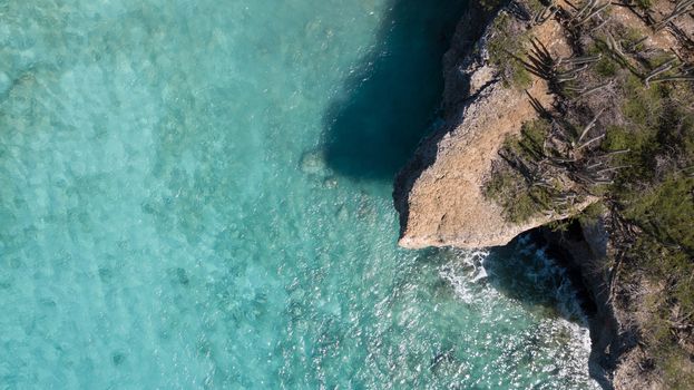 sea beach coast Bonaire island Caribbean sea aerial drone top