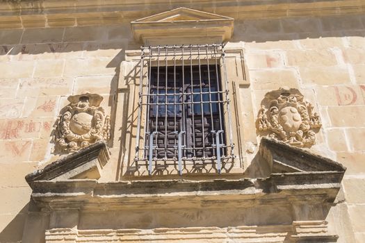 Window in San Felipe Neri Old council seminar, Baeza, Jaen, Spain