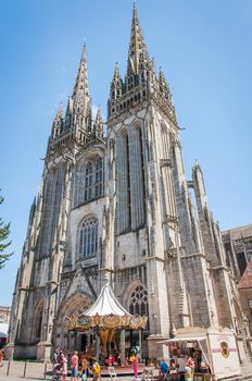 Gothic cathedral of Quimper in Finistère in Brittany