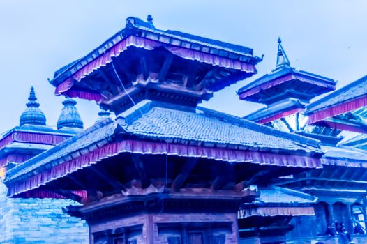 Photograph of Temples of Kathmandu at dusk dawn daytime snap in landscape style. Travel, Vacation, freedom, Holiday Concept. Useful for background screen saver e-cards website. Subject is adventure inspiration exhilarating hopeful bright calm gentle and beautiful.