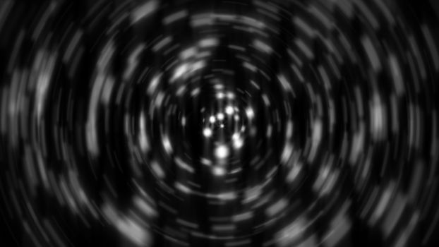 Abstract radial gray particles. Shiny light. 3D rendering