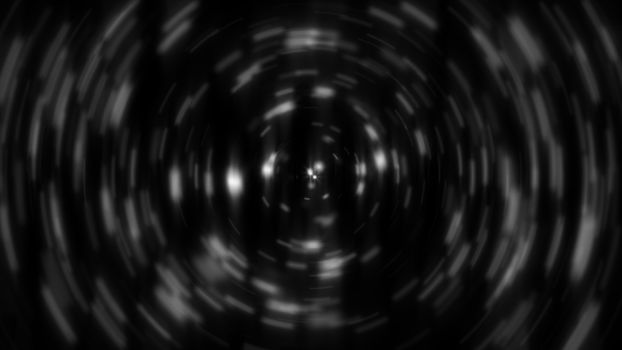 Abstract radial gray particles. Shiny light. 3D rendering