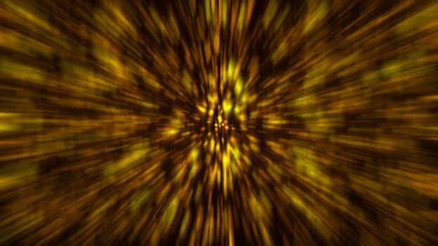 Abstract gold blur background. Zoom bacdrop. 3D rendering