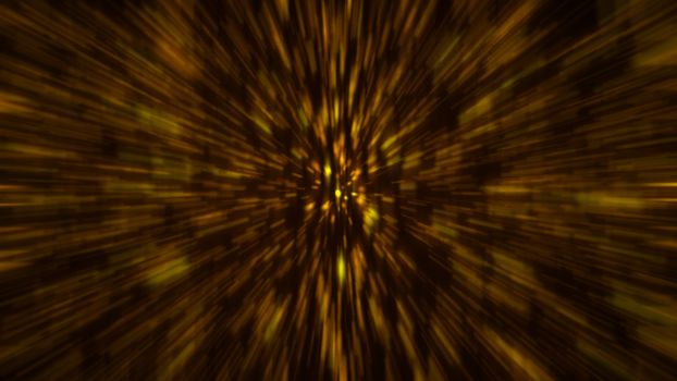 Abstract gold blur background. Zoom bacdrop. 3D rendering