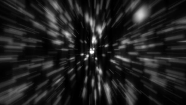 Abstract zoom gray background. Shiny light. 3D rendering
