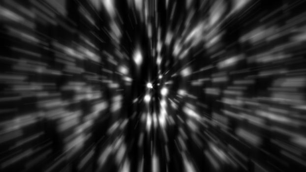 Abstract zoom gray background. Shiny light. 3D rendering