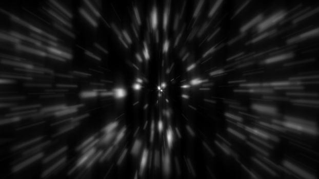 Abstract zoom gray background. Shiny light. 3D rendering