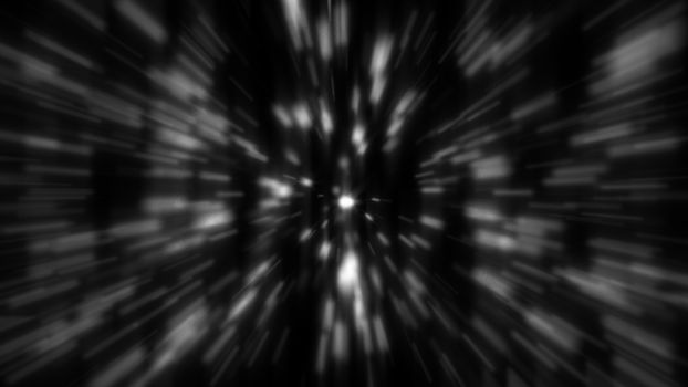 Abstract zoom gray background. Shiny light. 3D rendering