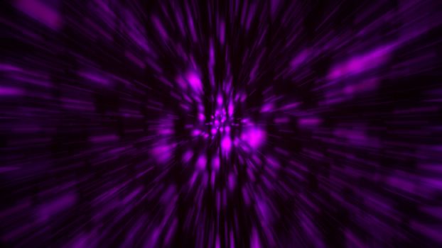 Abstract zoom purple background. Shiny light. 3D rendering