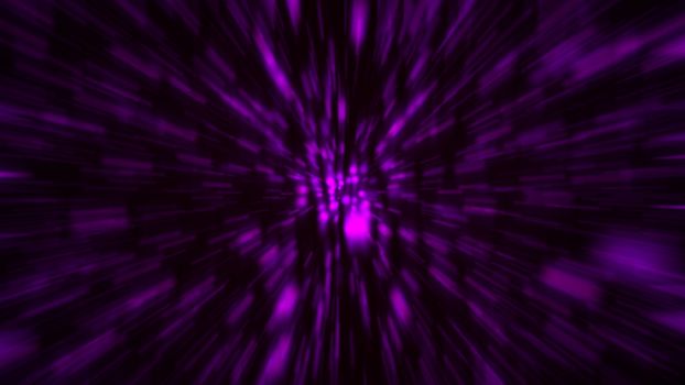 Abstract zoom purple background. Shiny light. 3D rendering