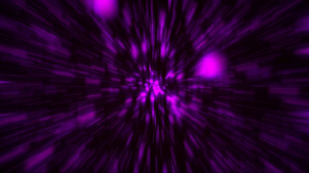 Abstract zoom purple background. Shiny light. 3D rendering