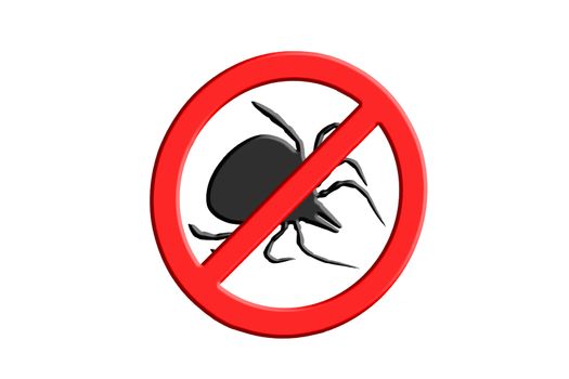 Tick symbol crossed out on red warning sign, symbolic for tick Free zone