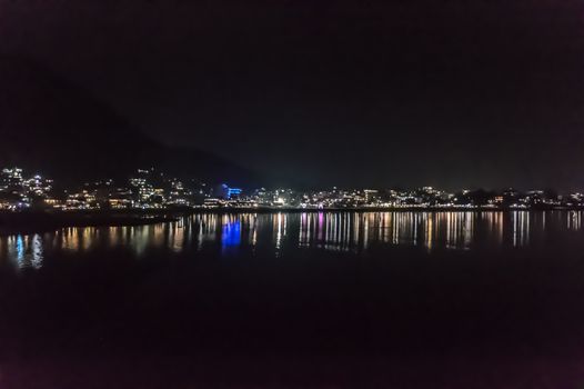 Photograph of Pokhara, Kathmandu City Nepal at night after massive Earth Quake. Snap in landscape and wide screen style. Subject is adventure, inspiration, exhilarating, hopeful, bright, and exciting. Nature Travel Vacation security, freedom, simplicity Holiday Concept. May be used as backgrounds.