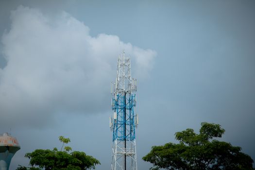 Signal towers and rain clouds are coming.