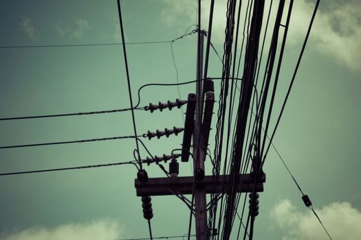 Beautiful electric pole, sky background