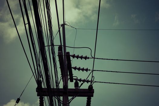 Beautiful electric pole, sky background