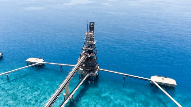 caribbean salt harbor Bonaire island aerial drone top view