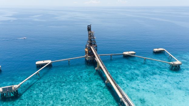 caribbean salt harbor Bonaire island aerial drone top view