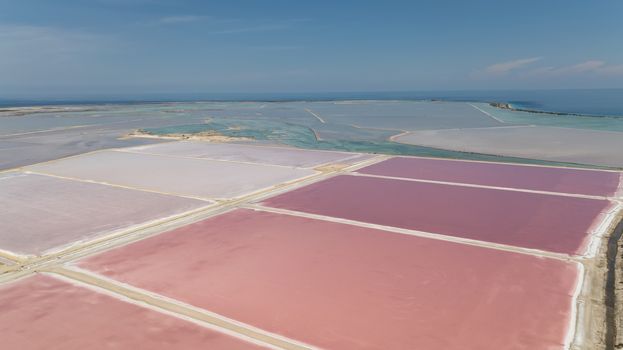 rose caribbean salt lake Bonaire island aerial drone top view