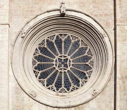 Gothic rose window of Trento cathedral, Northern Italy