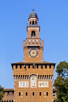 Tower of Sforza Castle in Milan, Italy