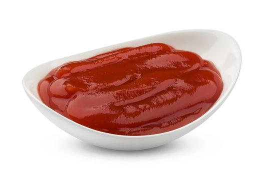 Bowl of ketchup isolated on white background with clipping path