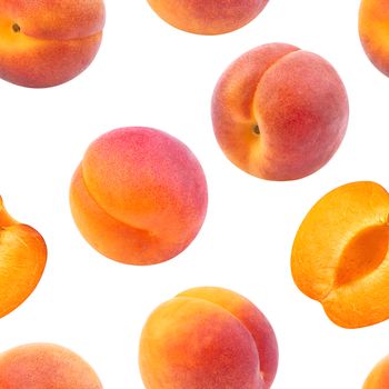 Seamless pattern. Apricot isolated on white background with clipping path