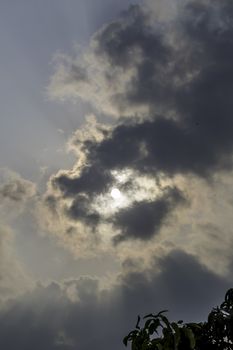 Dramatic sky with stormy clouds. Dark sky and dramatic black cloud before rain. Calcutta India