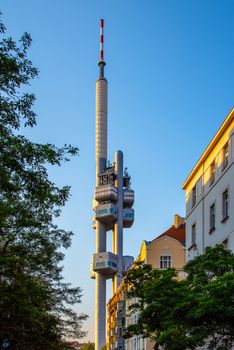 Zizkov Television Tower in Prague, Czech Republic.