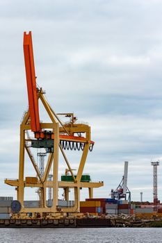 Cargo crane in the port of Riga, Europe