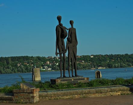 Monument dedicated to victims of fascism at Danube pier in Novi Sad, Serbia