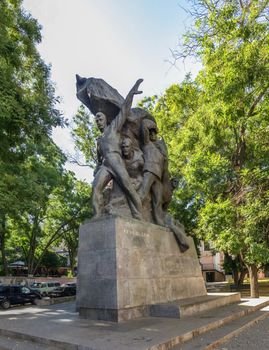 ODESSA, UKRAINE - 08.23.2018. Monument to sailors of Battleship Potemkin, who supported workers revolt of 1905 in Odessa