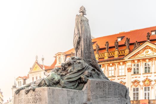 Jan Hus Monument at Old Town Square, Prague, Czech Republic.