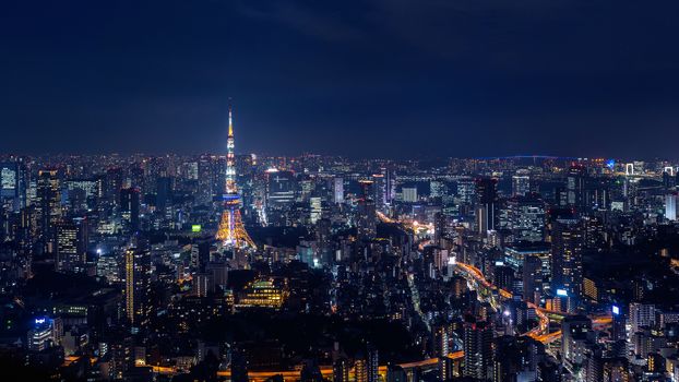 Tokyo cityscape at night, Japan.