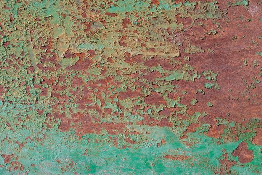 chipped paint, grunge metal surface, which has long been under the influence of different climatic conditions