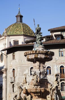 Fountain of Neptune on the Piazza Duomo in Trento, Italy