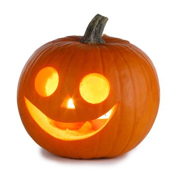 One Halloween Pumpkin isolated on white background