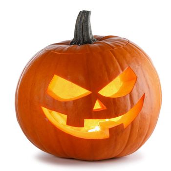 One Halloween Pumpkin isolated on white background