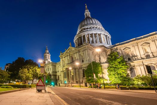 St paul cathedral with beautiful sunset twilight in London UK. 