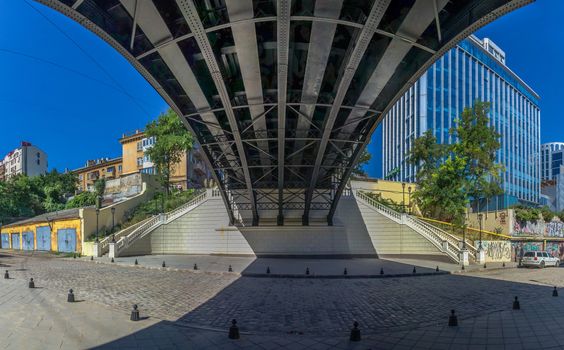 ODESSA, UKRAINE - 08.14.2018. Restored old Kotzebu or Police bridge in a centre of Odessa city, Ukraine